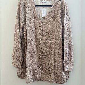 J. Jill Women's Paisley Blouse - Tan